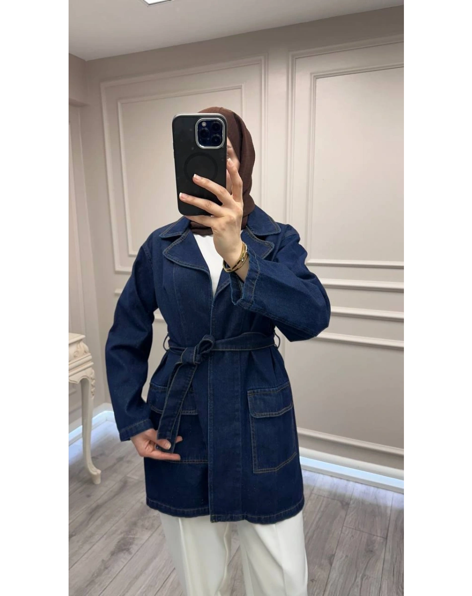 Magazin 7507 Koyu Mavi Ara Boy Trenç