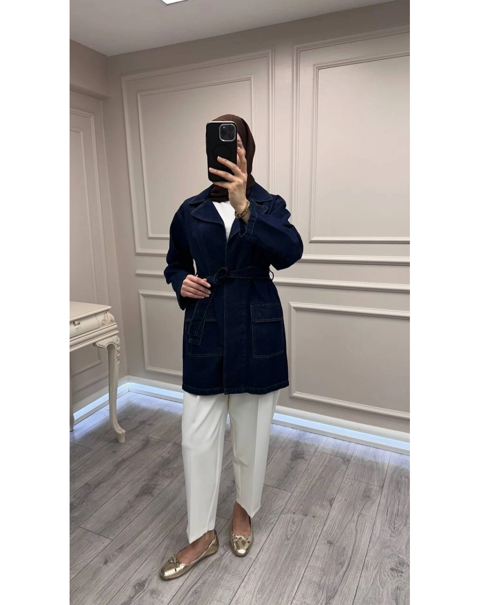 Magazin 7507 Koyu Mavi Ara Boy Trenç