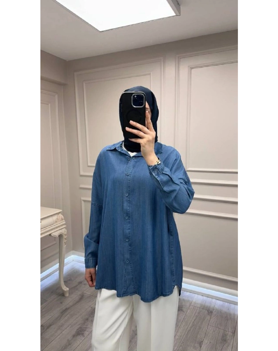 Magazin 7351 Açık Mavi Tensel Gömlek