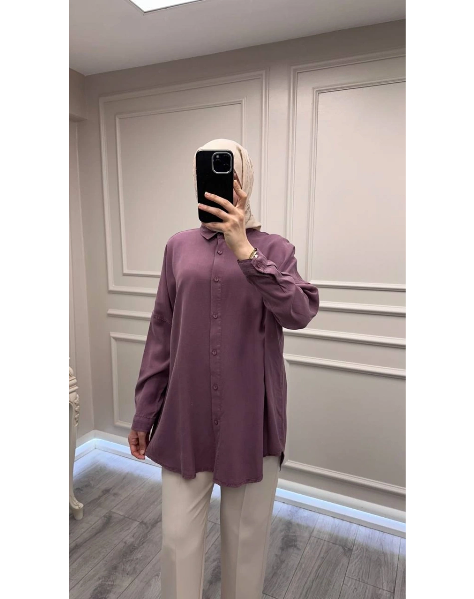 Magazin 7351 Mürdüm Tensel Gömlek