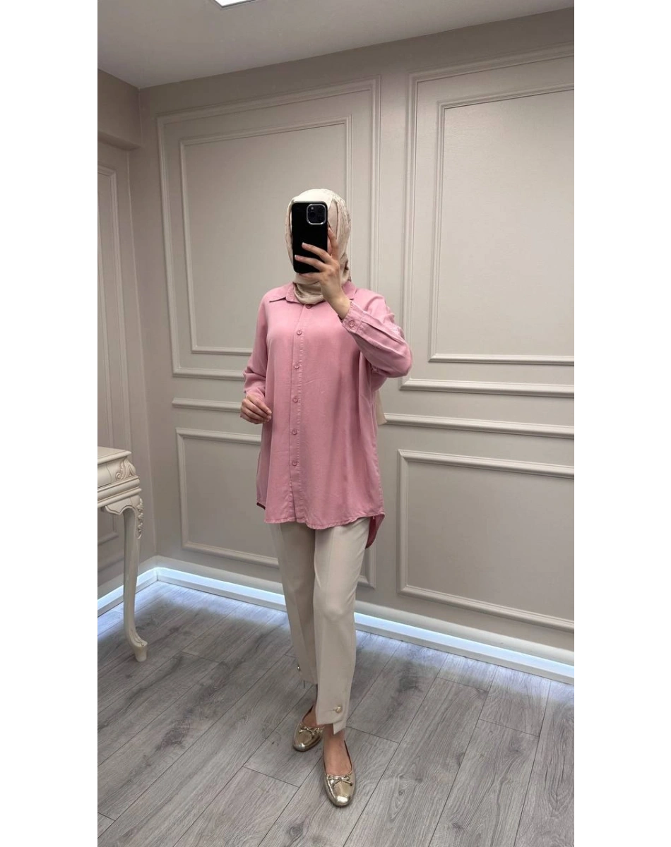 Magazin 7351 Pembe Tensel Gömlek