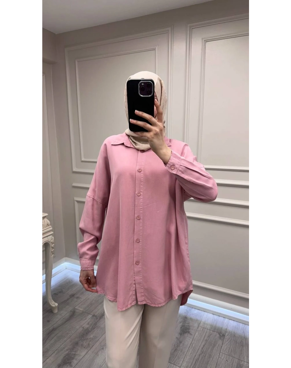 Magazin 7351 Pembe Tensel Gömlek