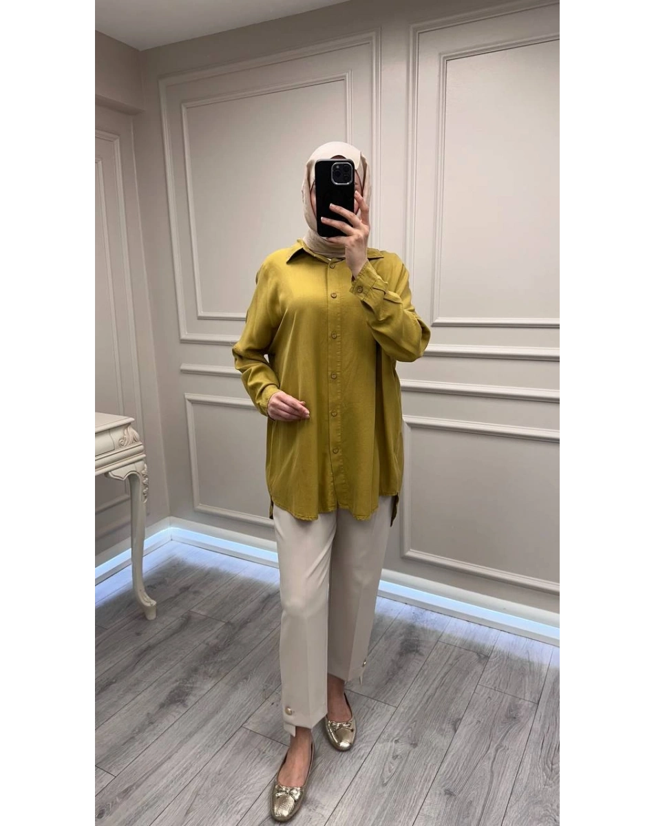 Magazin 7351 Yağ Yeşil Tensel Gömlek