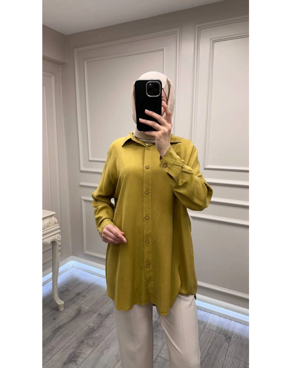 Magazin 7351 Yağ Yeşil Tensel Gömlek