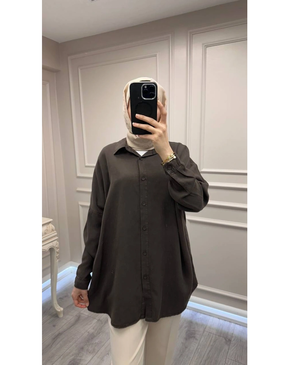 Magazin 7351 Kahve Tensel Gömlek