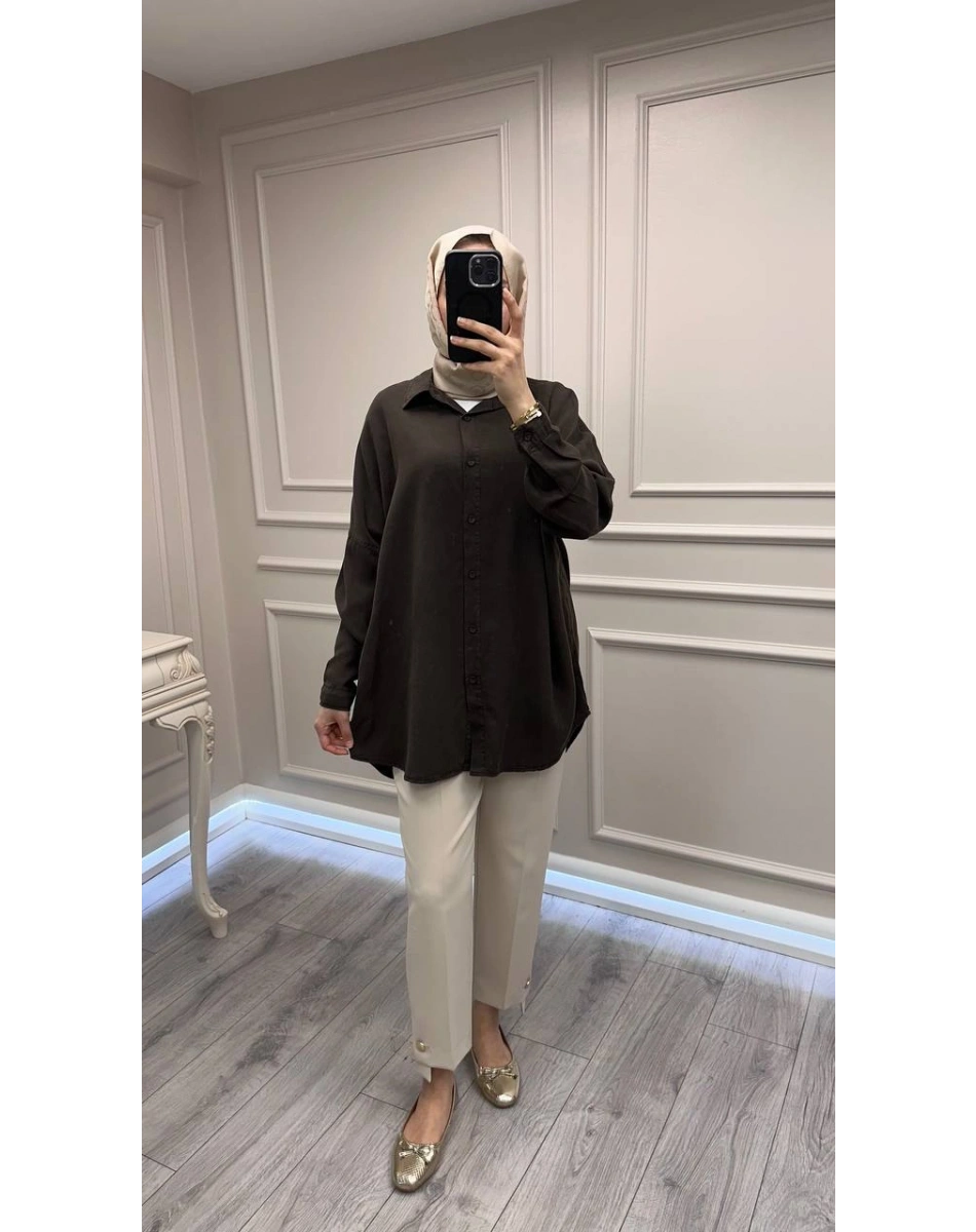 Magazin 7351 Kahve Tensel Gömlek