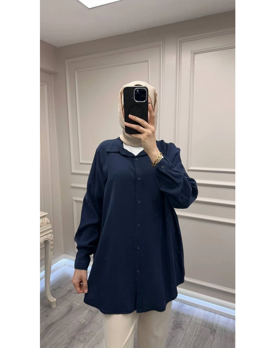 Magazin 7351 Lacivert Tensel Gömlek