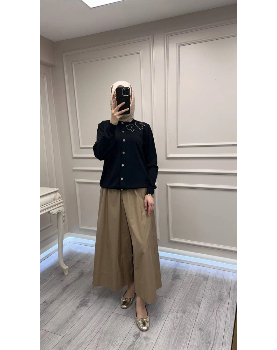 Ghisa 3620H3290 Siyah İşleme Detaylı Hırka