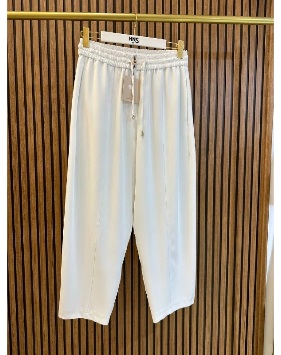 Yusuf Özdemir 26Y1558 Beyaz Akışkan Krep Kumaş Pantolon