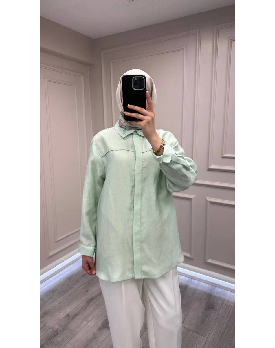 Venöve 26SSGOM0028 Mint Thomas Gömlek