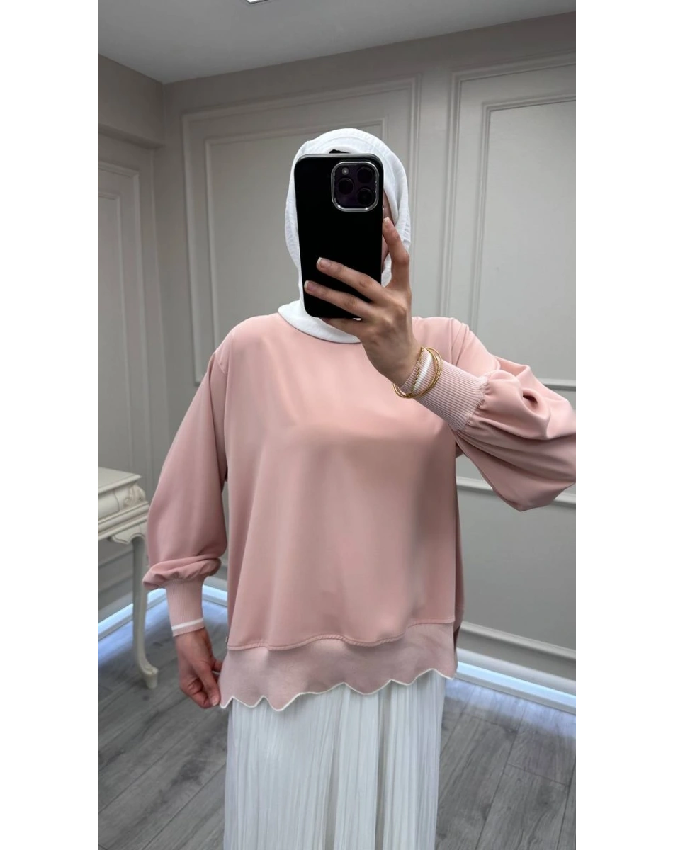 Ghisa 3630T4304 Pudra Ribana Detaylı Tunik