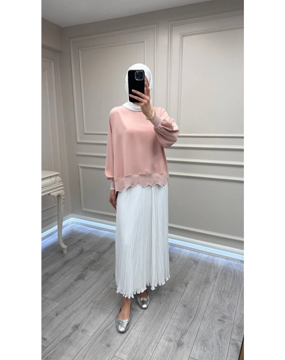 Ghisa 3630T4304 Pudra Ribana Detaylı Tunik