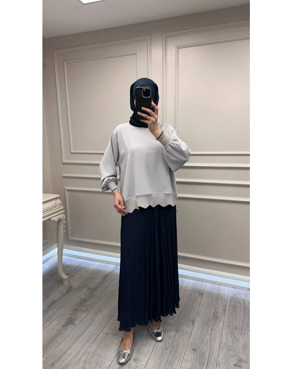 Ghisa 3630T4304 Gri Ribana Detaylı Tunik