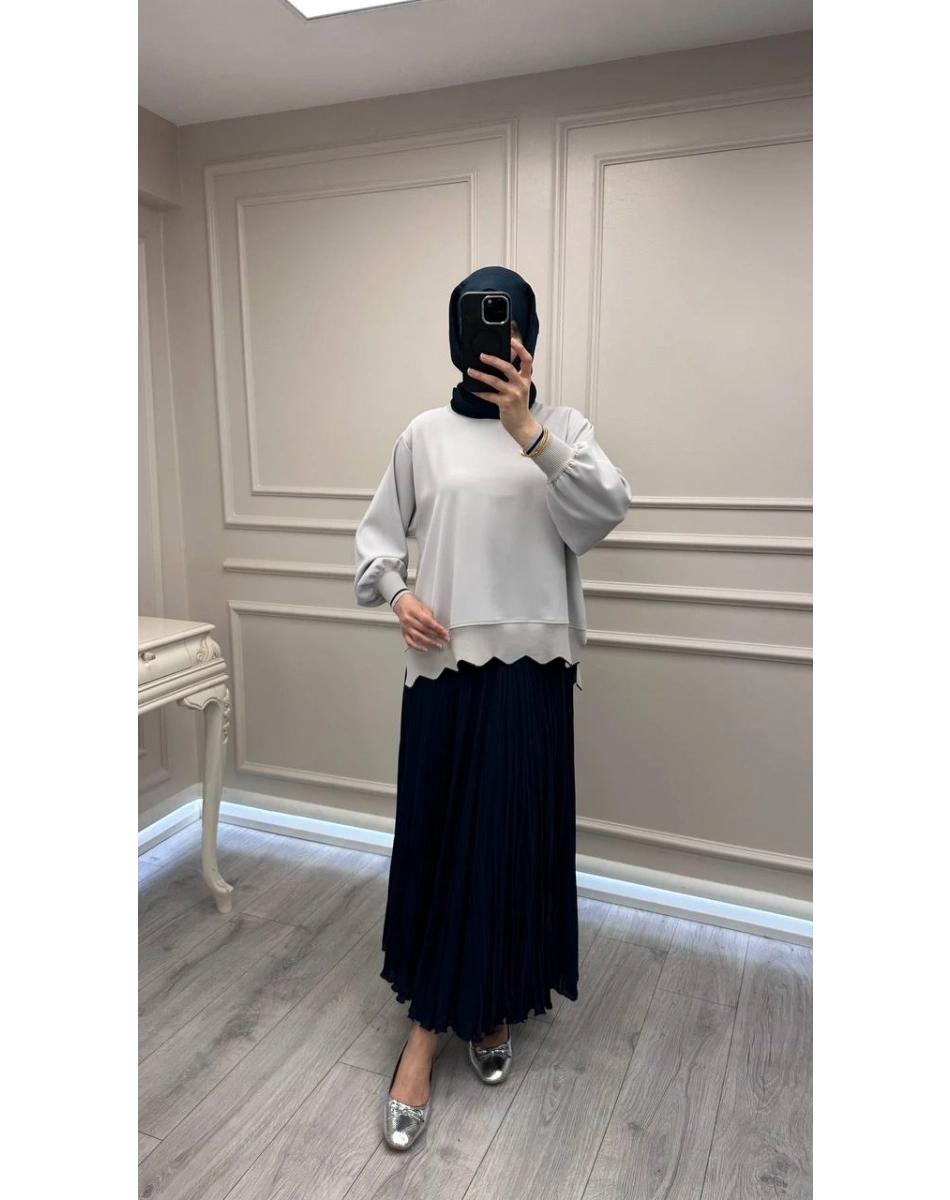 Ghisa 3630T4304 Gri Ribana Detaylı Tunik