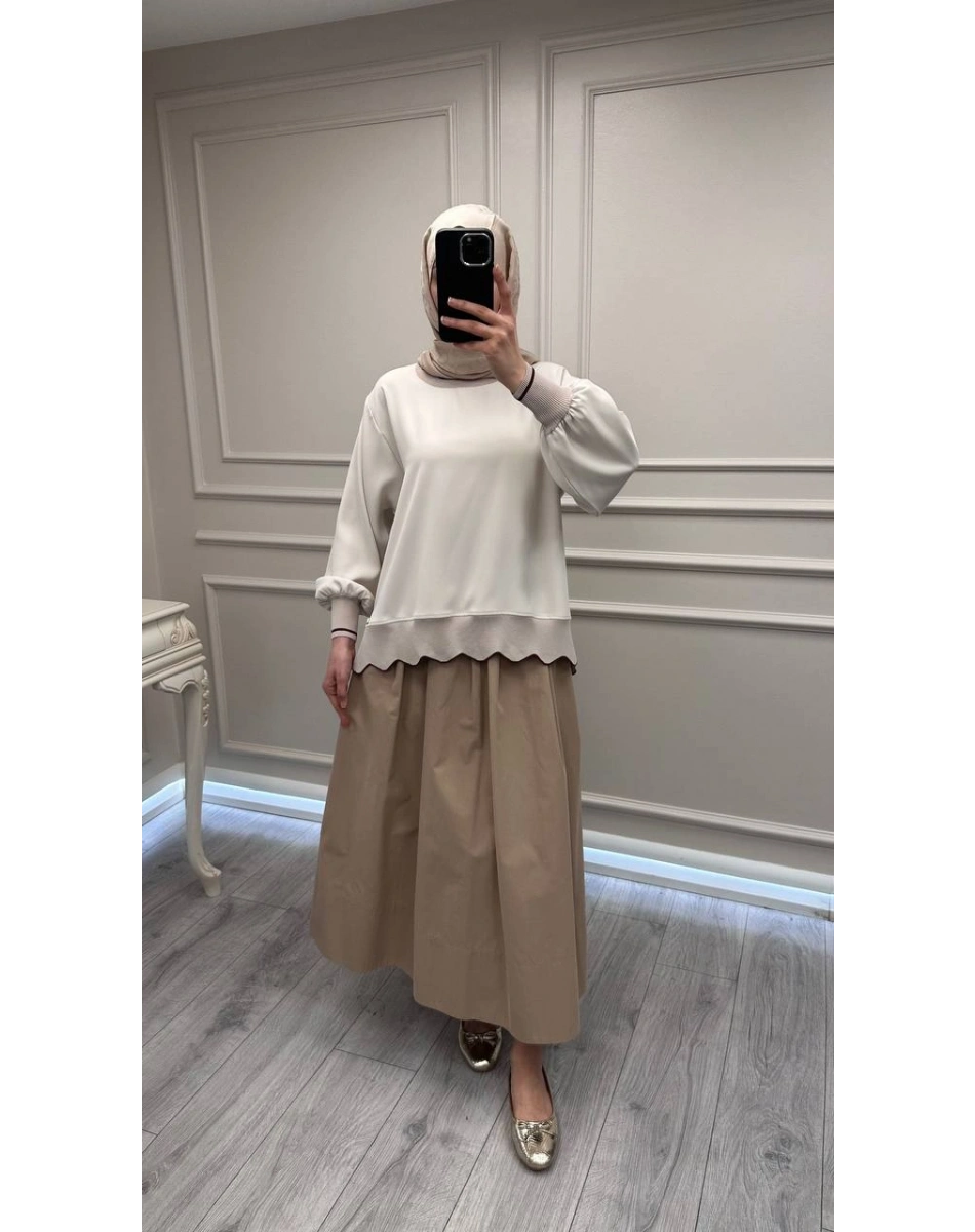 Ghisa 3630T4304 Bej Ribana Detaylı Tunik