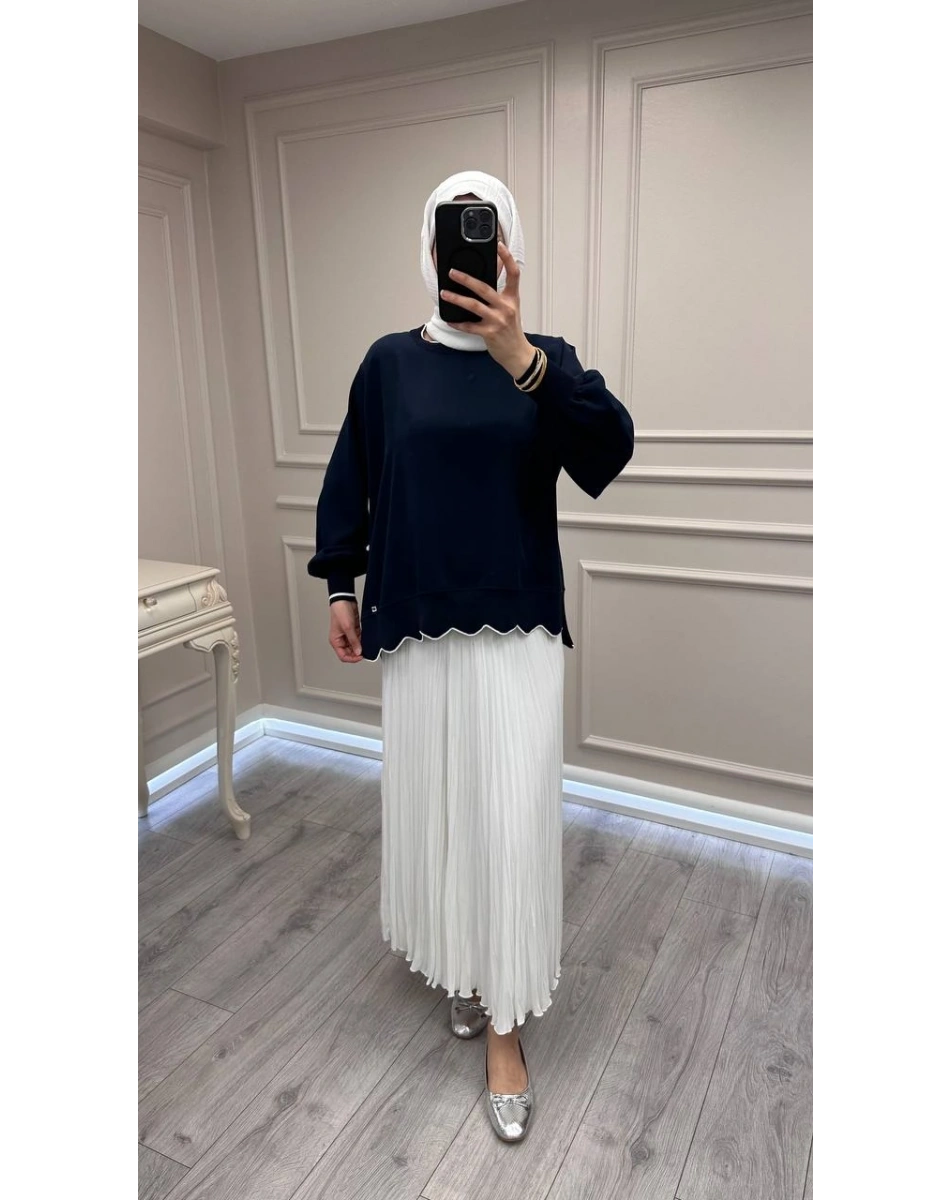 Ghisa 3630T4304 Lacivert Ribana Detaylı Tunik