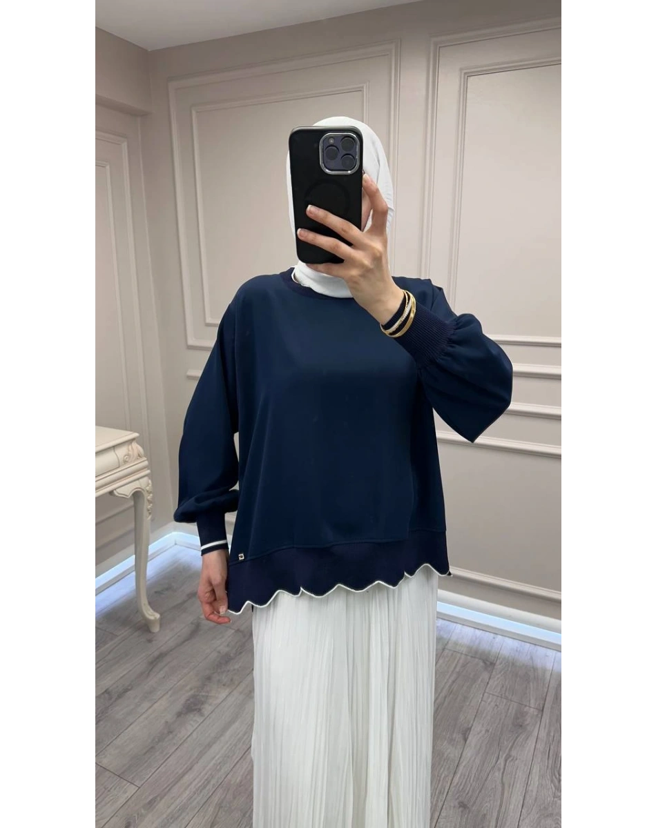 Ghisa 3630T4304 Lacivert Ribana Detaylı Tunik