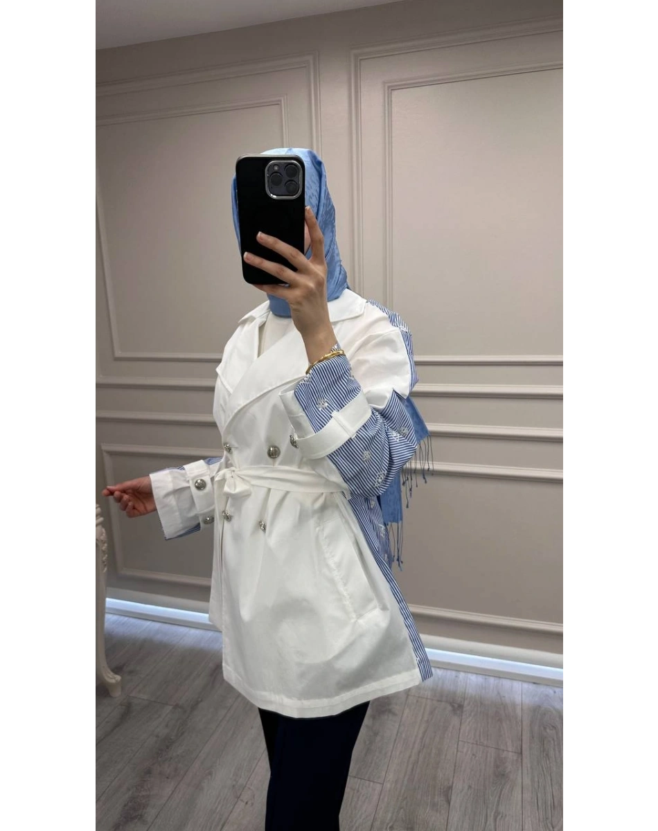 Ghisa 3610T2685 Mavi Arkası Taş Detaylı Trenç