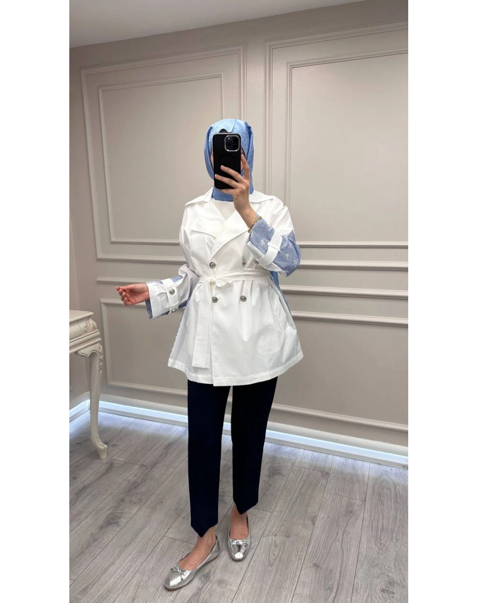 Ghisa 3610T2685 Mavi Arkası Taş Detaylı Trenç