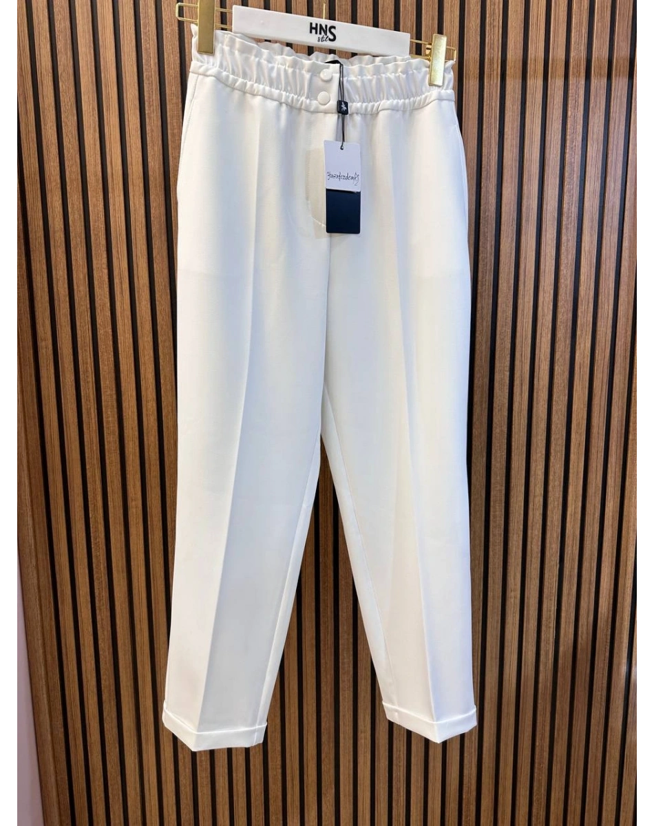 Yusuf Özdemir 26Y1484 Beyaz Beli Lastikli Pantolon