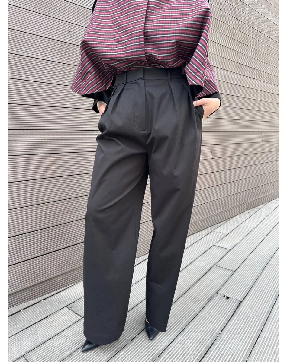 Trenç 3726 Siyah Beli Pens Detaylı Pantolon