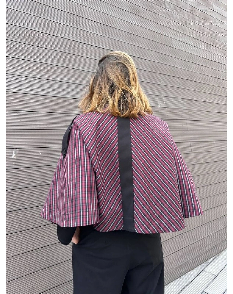 Trenç 3718 Siyah Ekose Desen Bolero