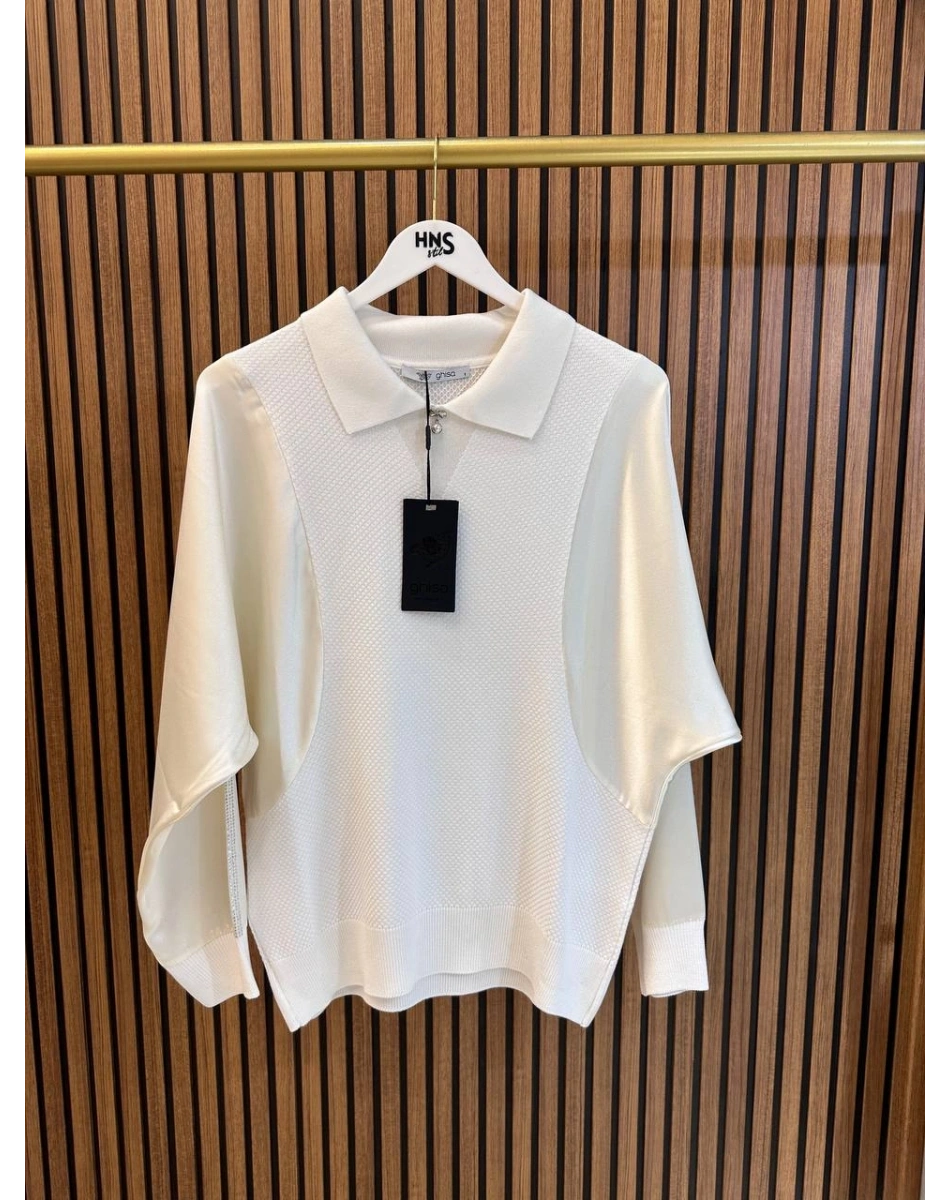 Ghisa 3651T4414 Kemik Kolları Saten Detaylı Tunik