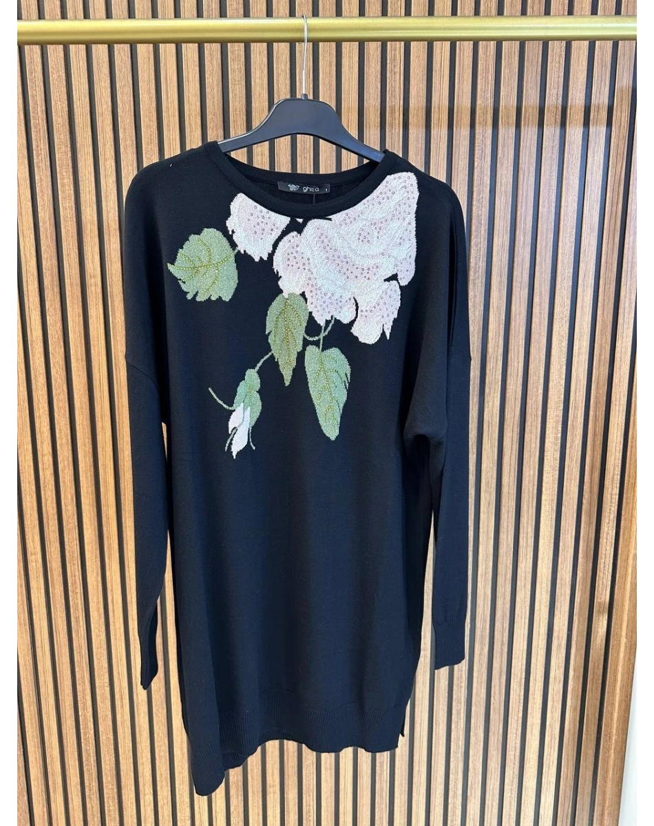 Ghisa 3651T4415 Siyah Yakası Detaylı Tunik