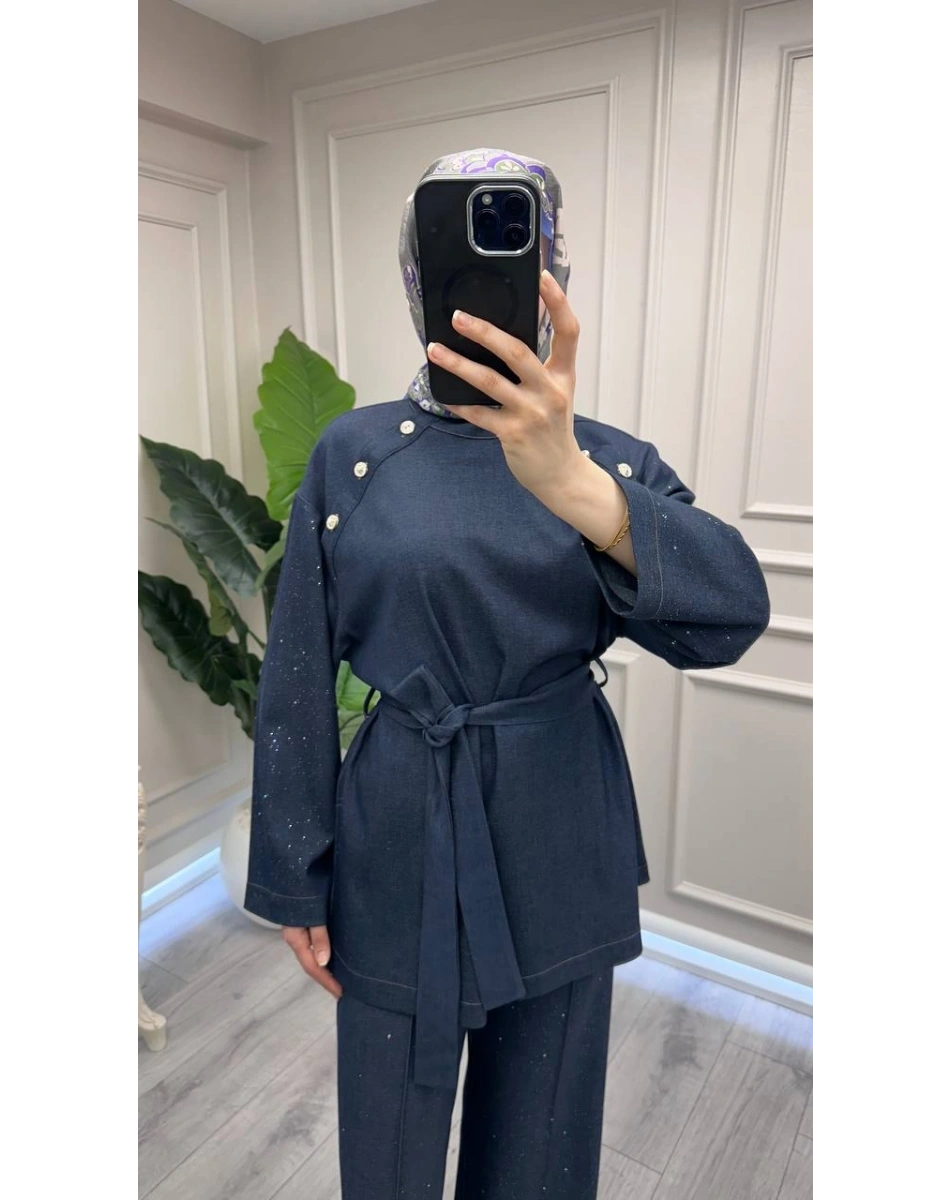 Ghisa 3610T9224 Lacivert Yakası Düğme Detaylı Takım