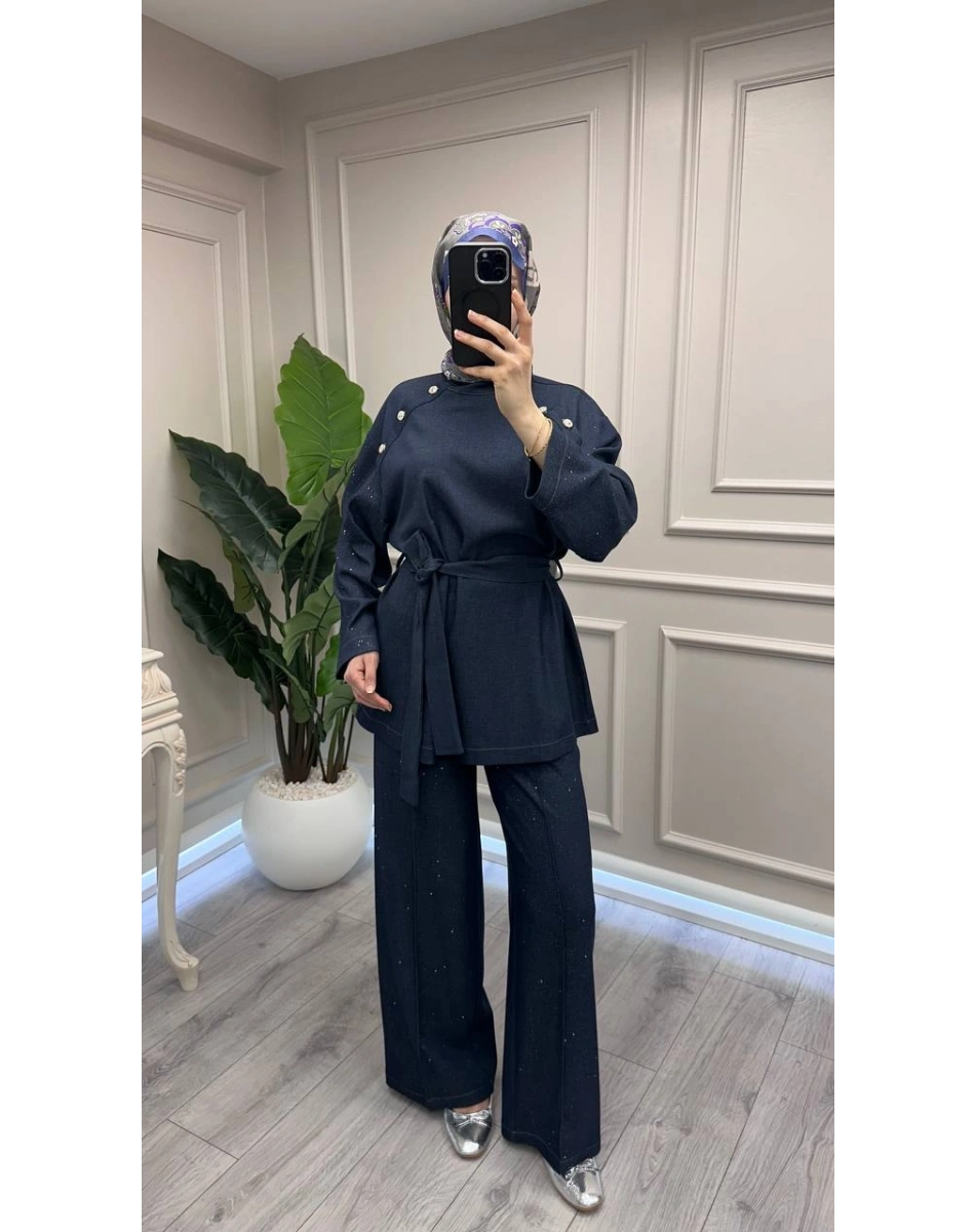 Ghisa 3610T9224 Lacivert Yakası Düğme Detaylı Takım