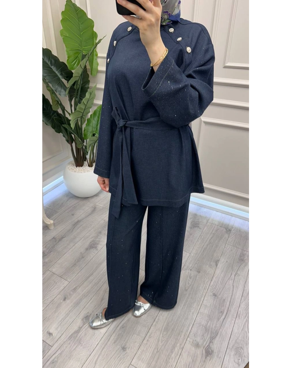 Ghisa 3610T9224 Lacivert Yakası Düğme Detaylı Takım