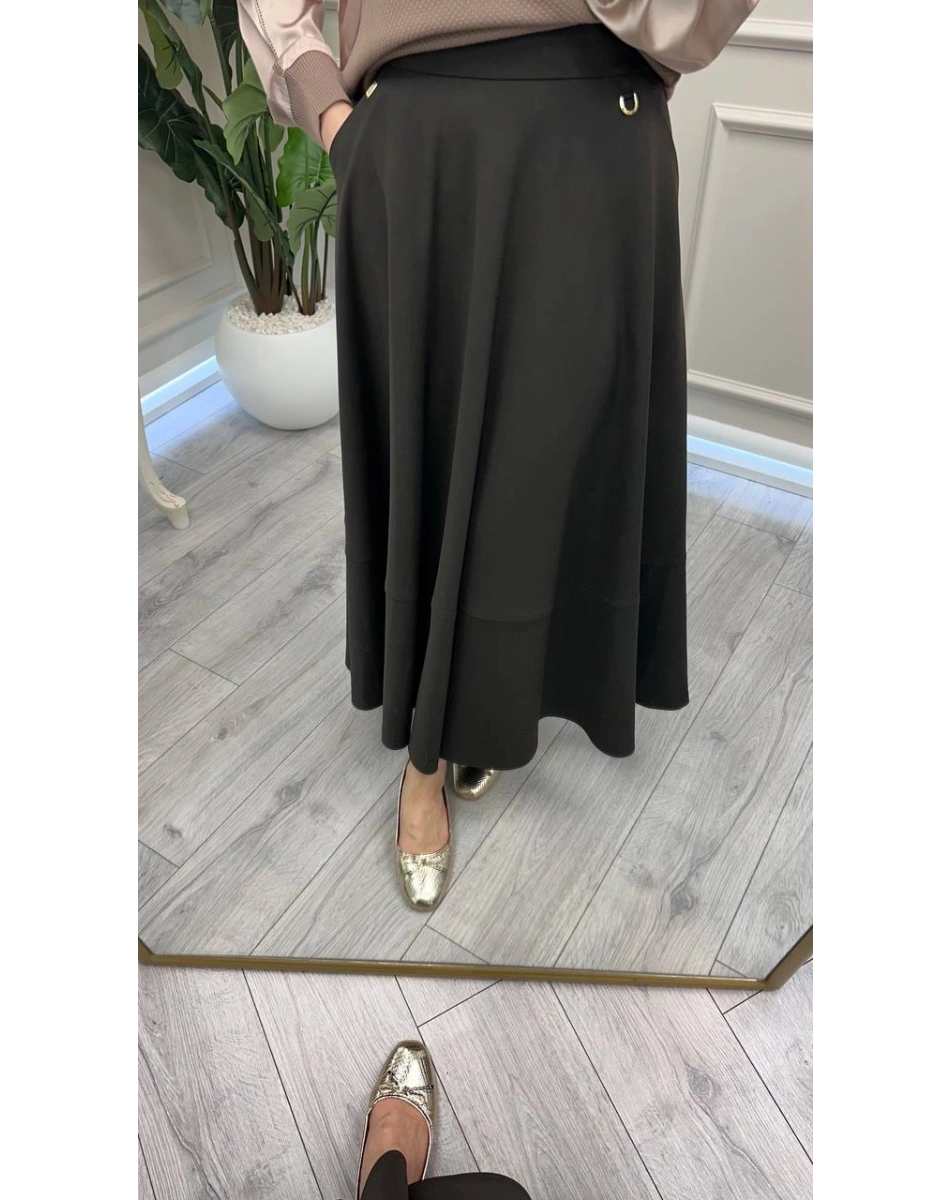 Yusuf Özdemir 26Y1627 Kahve Cepli Etek Ucu Dikişli Etek