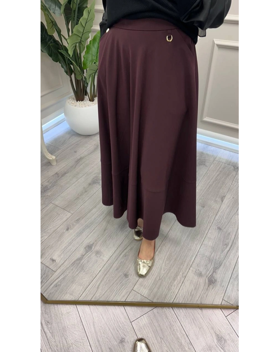 Yusuf Özdemir 26Y1627 Bordo Cepli Etek Ucu Dikişli Etek