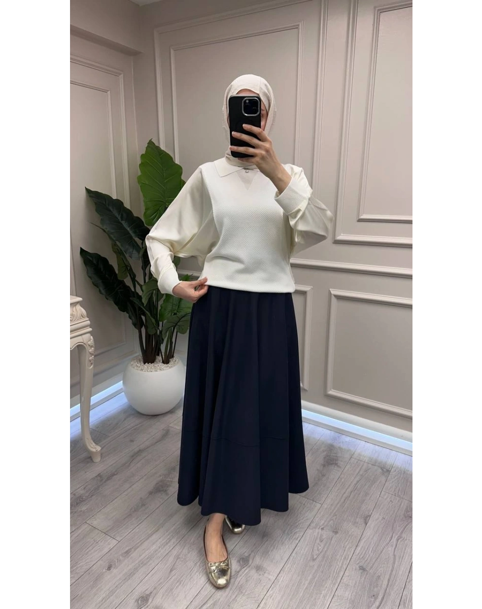 Yusuf Özdemir 26Y1627 Lacivert Cepli Etek Ucu Dikişli Etek