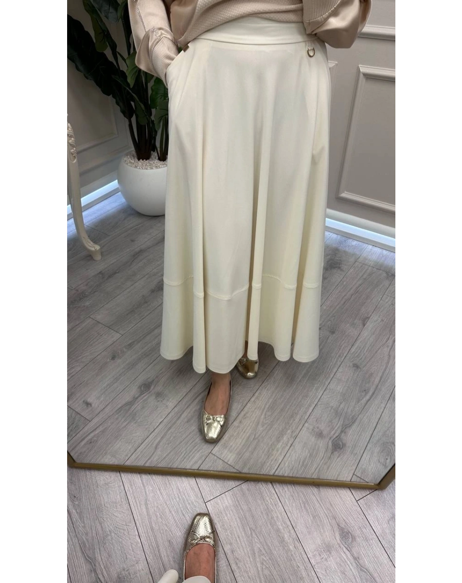 Yusuf Özdemir 26Y1627 Ekru Cepli Etek Ucu Dikişli Etek