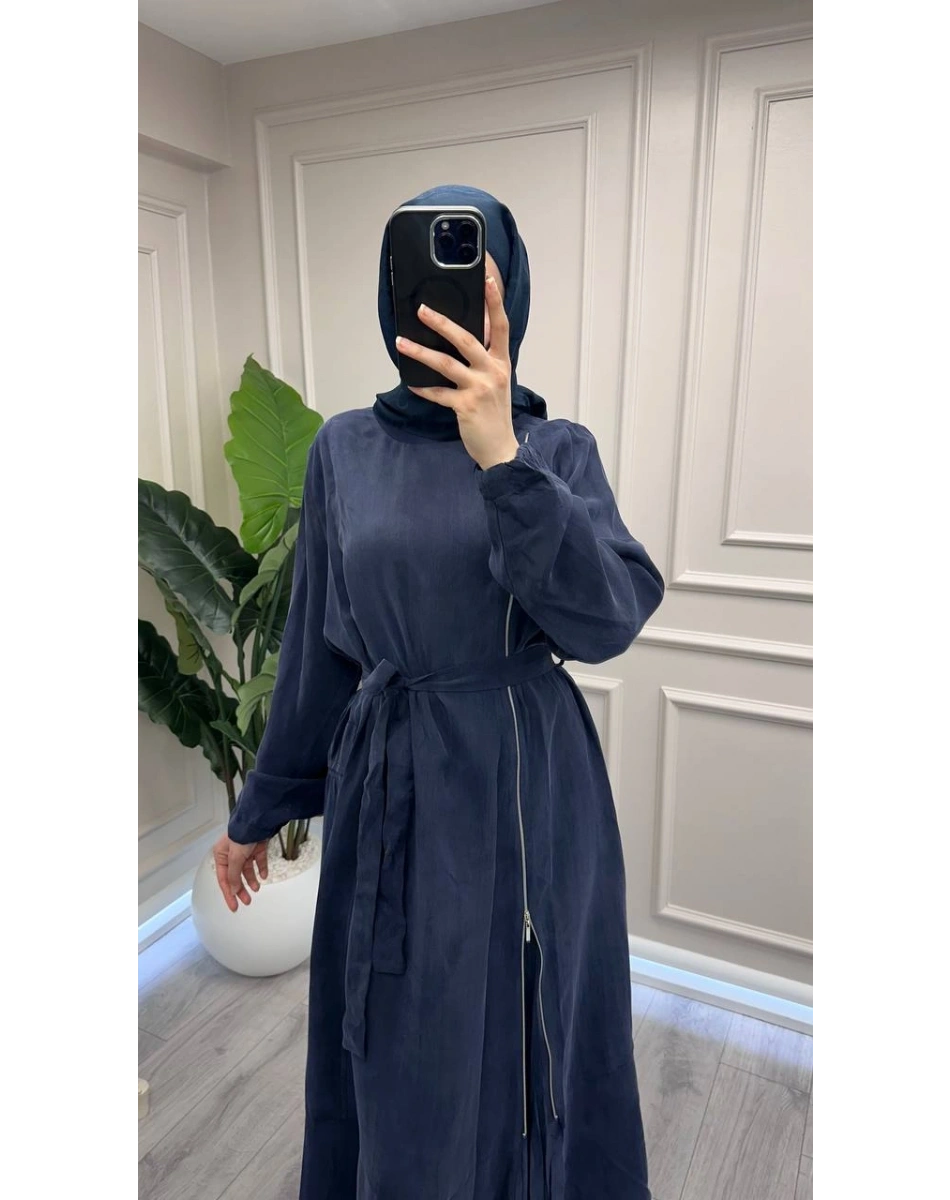 Misswhence 39809 Lacivert Fermuar Detaylı Elbise