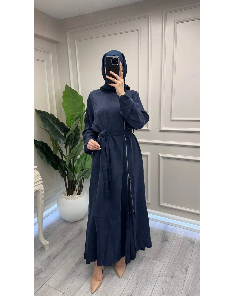 Misswhence 39809 Lacivert Fermuar Detaylı Elbise