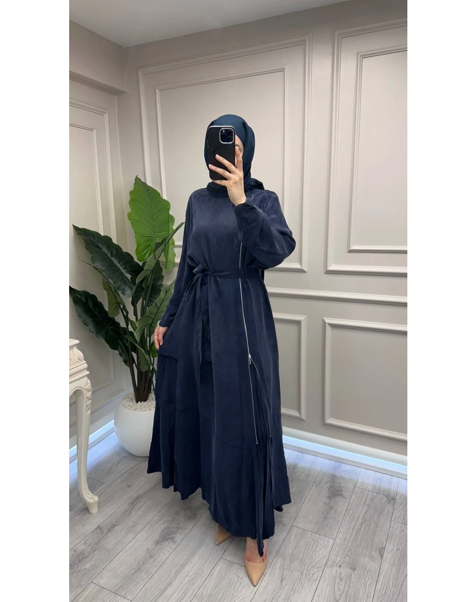 Misswhence 39809 Lacivert Fermuar Detaylı Elbise