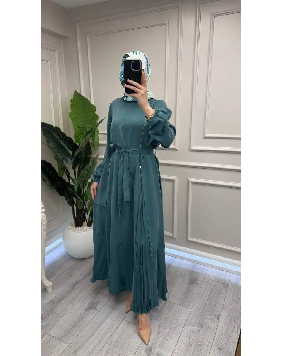 Misswhence 39809 Mint Fermuar Detaylı Elbise