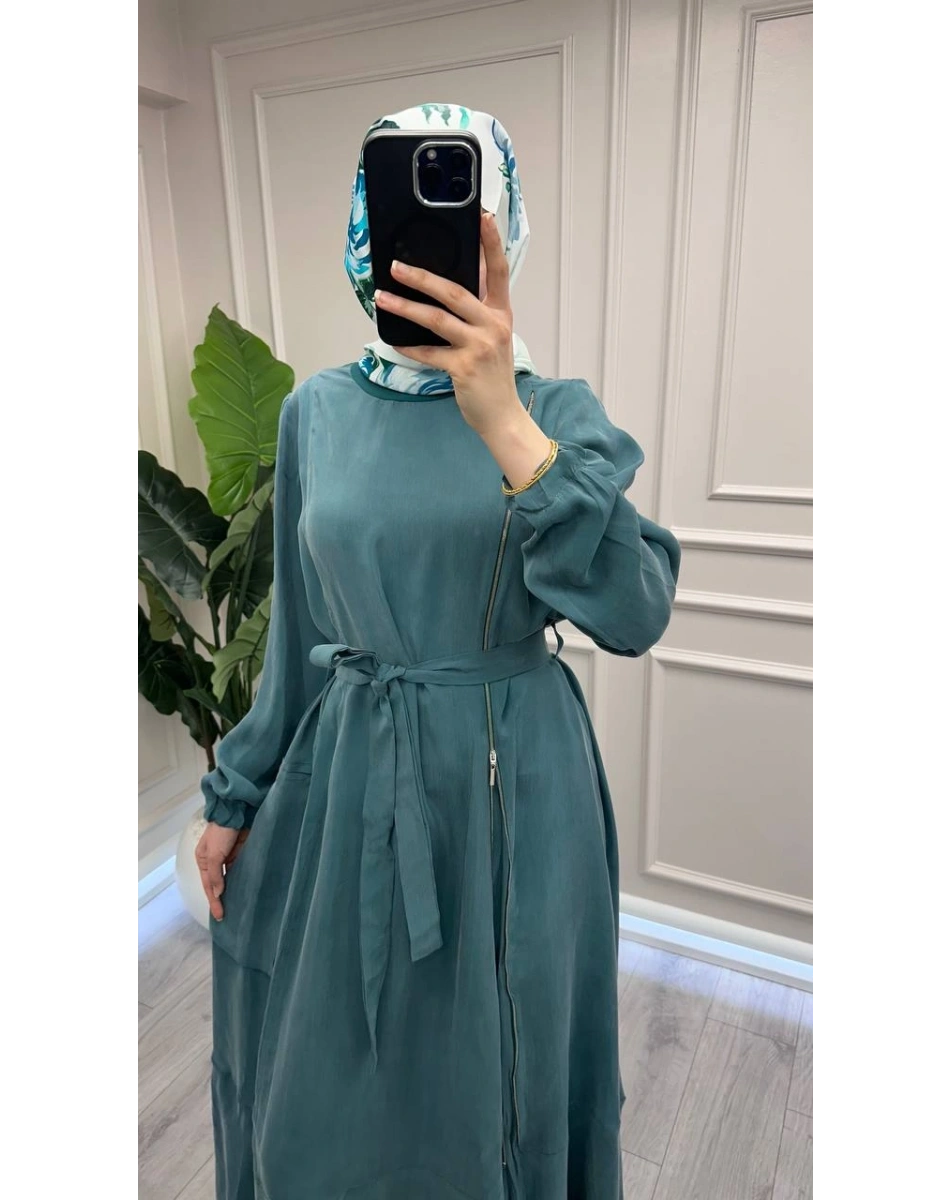 Misswhence 39809 Mint Fermuar Detaylı Elbise