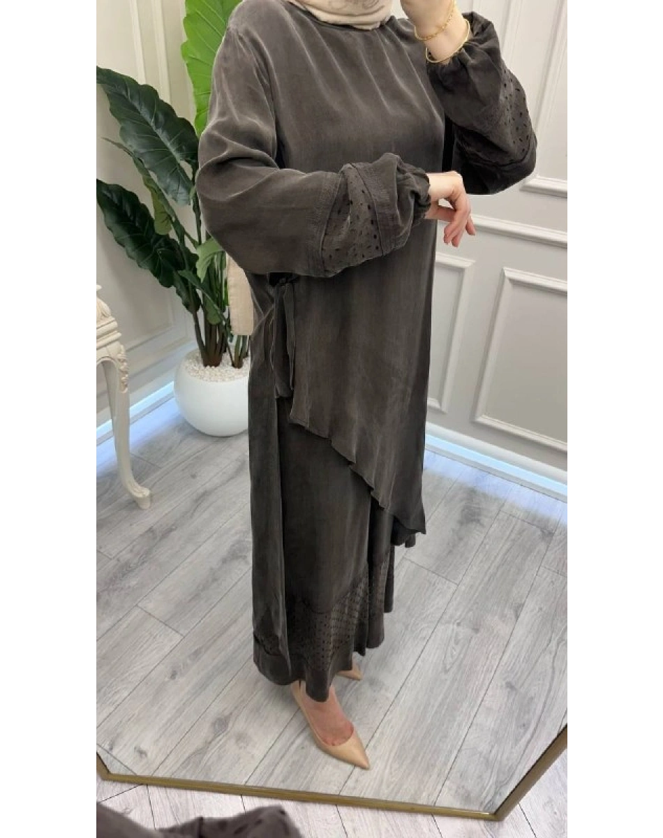 Misswhence 39003 Kahverengi Tunik Takım