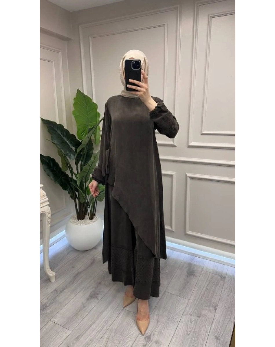 Misswhence 39003 Kahverengi Tunik Takım