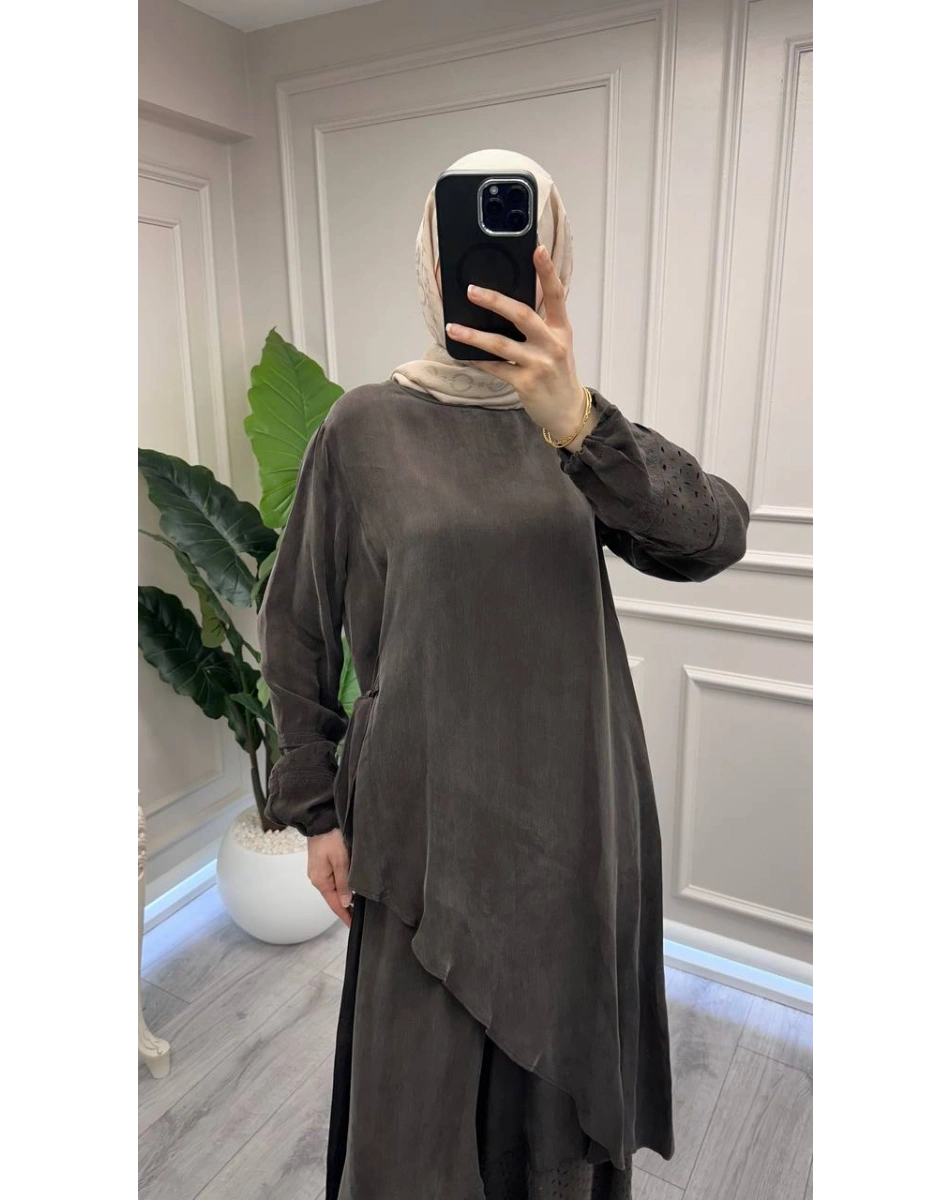 Misswhence 39003 Kahverengi Tunik Takım