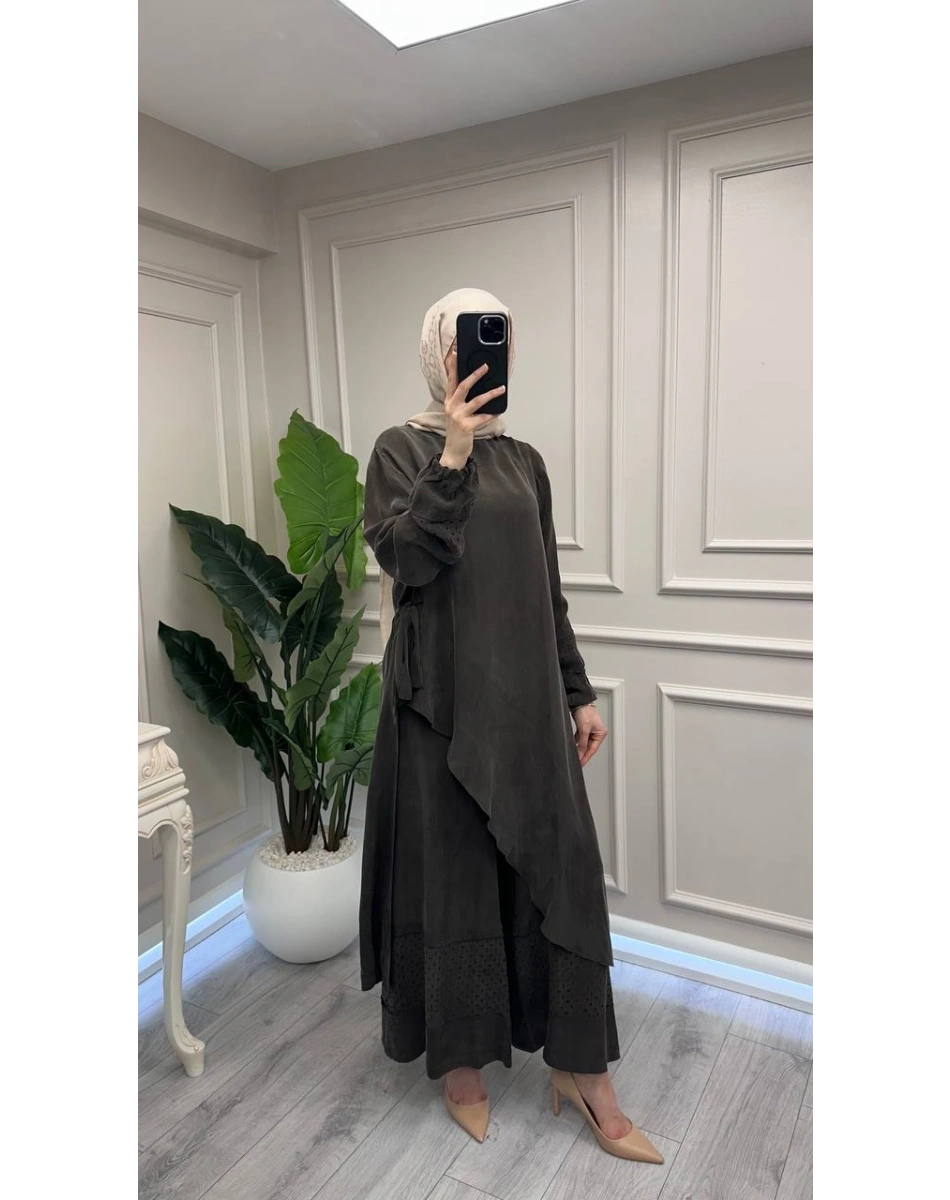 Misswhence 39003 Kahverengi Tunik Takım