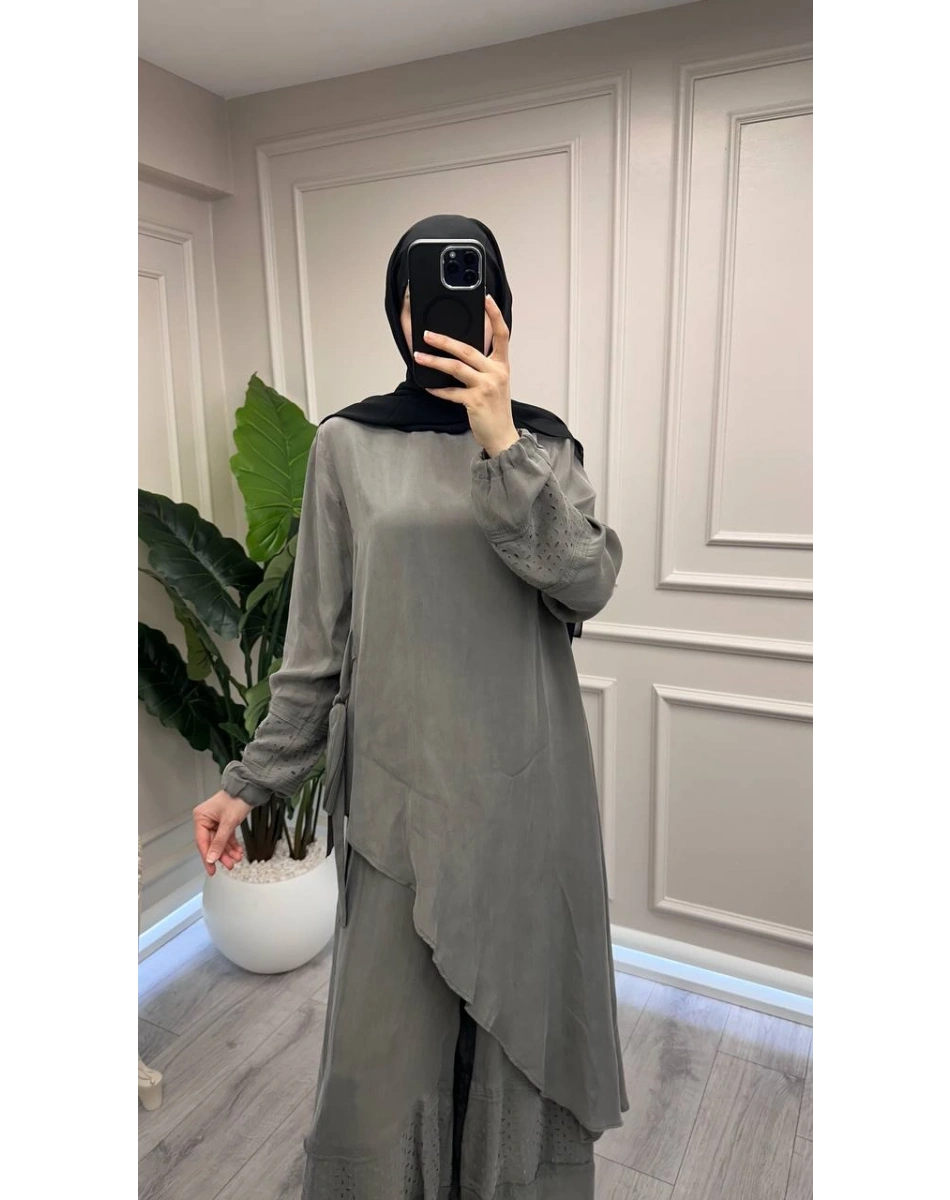 Misswhence 39003 Gri Tunik Takım