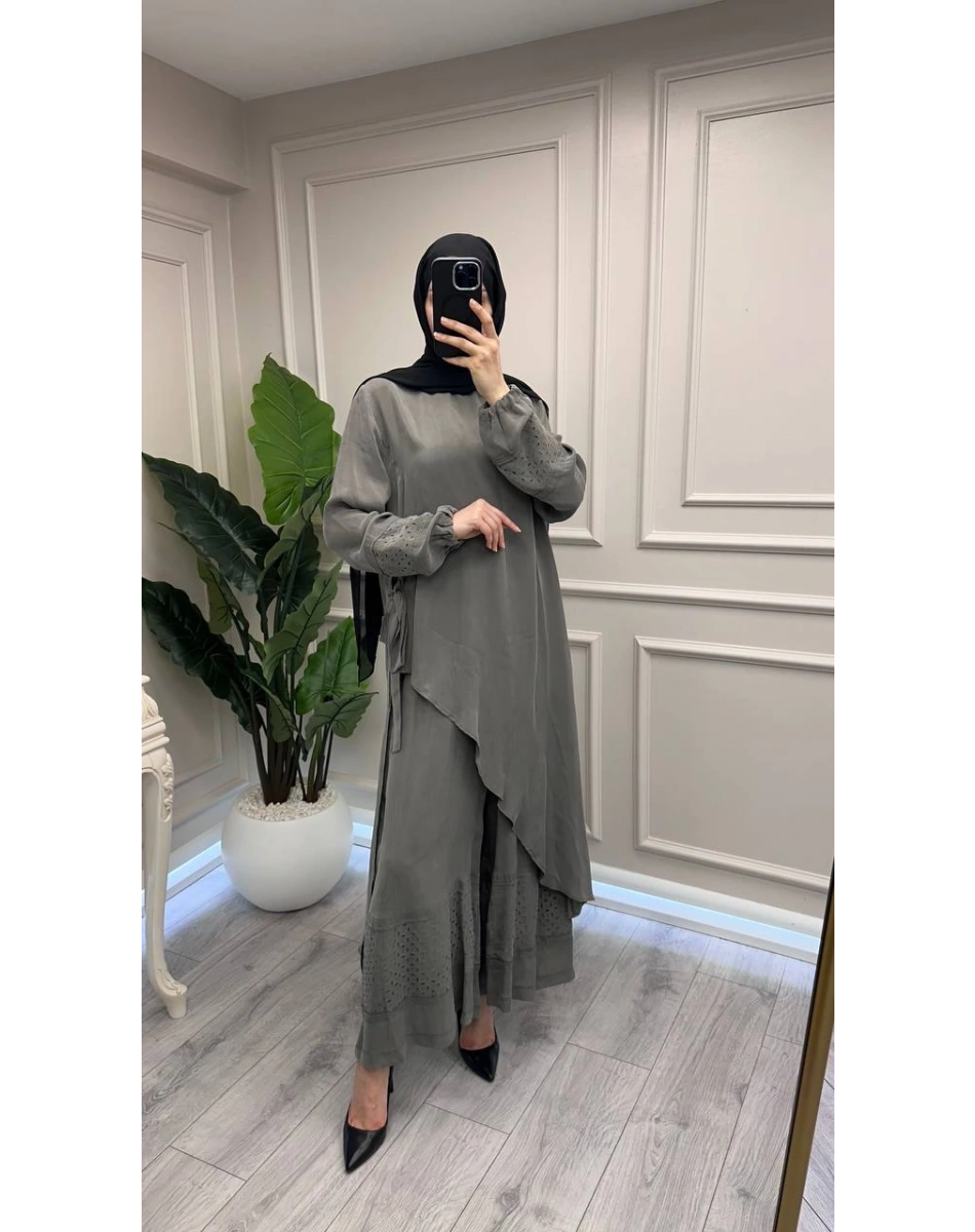 Misswhence 39003 Gri Tunik Takım