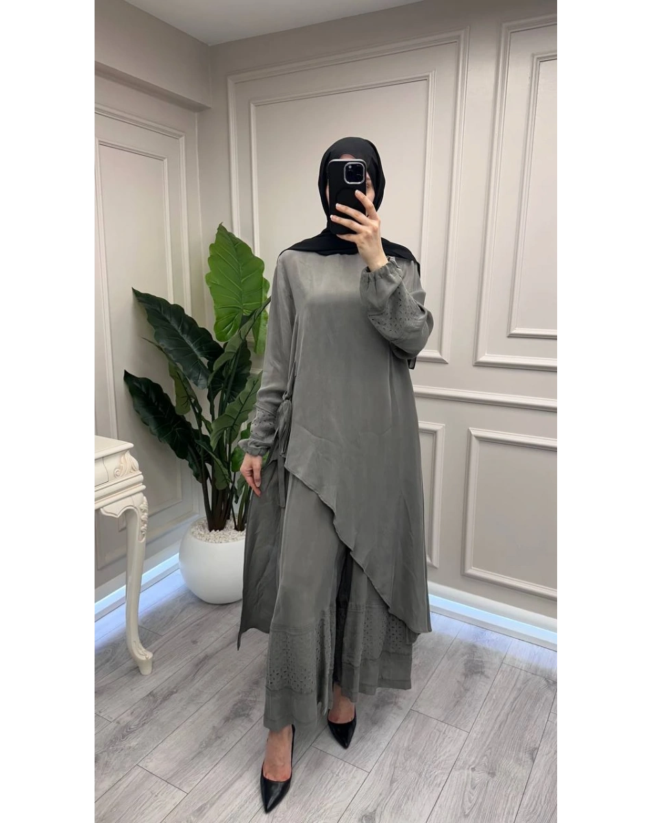 Misswhence 39003 Gri Tunik Takım