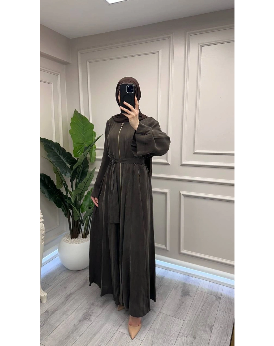 Misswhence 39506 Kahverengi Şal Detaylı Kap