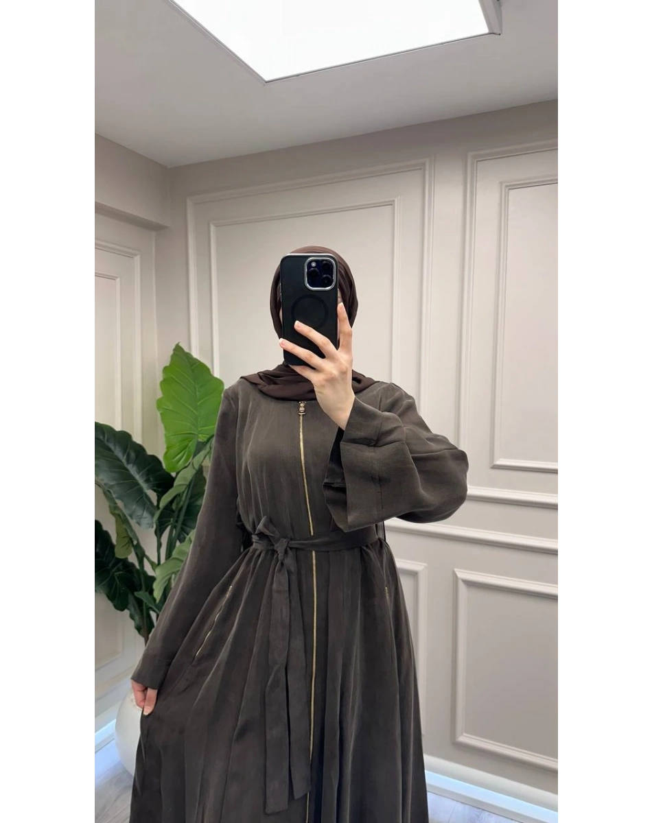 Misswhence 39506 Kahverengi Şal Detaylı Kap