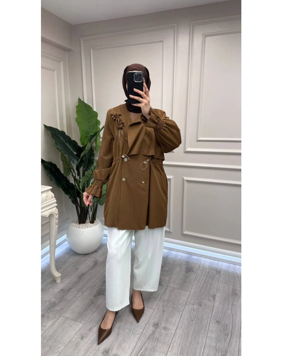 Trenç 3741 Kahve Kruvaze Yaka Kap